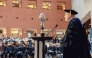 CMU-Q Dean Michael Trick addressing the students during the ceremony. 