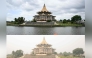 (COMBO) A combination image of two photographs created on September 5, 2026 shows the Sarawak Legislative Assembly building in Kuching, capital of the Malaysian state of Sarawak on the island of Borneo on June 17, 2025 (top), and the same building shrouded in haze on September 5, 2026 (bottom). Indonesia has for weeks been fighting wildfires blanketing parts of Borneo and Sumatra with smog, with haze also contributing to air pollution in Malaysia, Singapore, and the Philippines. (Photo by Mohd Rasfan / AFP)