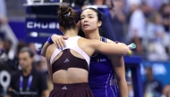 Iva Jovic of the United States hugs after a win against Alexandra Eala of Philippines during their Women's Singles Third Round match on Day Seven of the 2026 US Open at USTA Billie Jean King National Tennis Center on September 05, 2026 in the Flushing neighborhood of the Queens borough of New York City. (Photo by JULIAN FINNEY / GETTY IMAGES NORTH AMERICA / Getty Images via AFP)