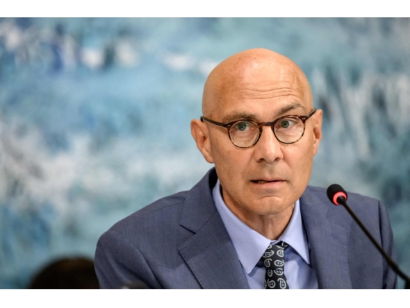 UN High commissioner for Human Rights Volker Turk delivers a speech during the 63rd session of United Nations (UN) Human Rights Council, in Geneva, on September 7, 2026. (Photo by Fabrice COFFRINI / AFP)
 