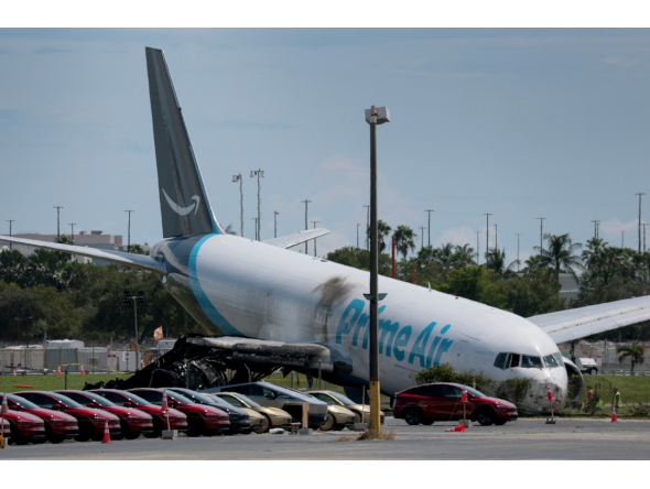 Investigators continue work to determine what caused the crash of an Amazon cargo plane at Miami International Airport on September 07, 2026 in Miami, Florida. Photo by JOE RAEDLE / GETTY IMAGES NORTH AMERICA / GETTY IMAGES VIA AFP