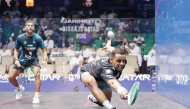 Mostafa Asal (right) and Aly Abou Eleinen in action during the quarter-final clash.