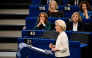 European Commission President Ursula von der Leyen delivers a speech during her annual State of the Union address at a plenary session of the European Parliament in Strasbourg, eastern France on September 16, 2026. (Photo by Jean-Christophe VERHAEGEN / AFP)
