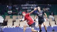 France's Victor Crouin (left) in action against Paul Coll of New Zealand.