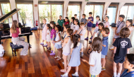 Children during a choir workshop.