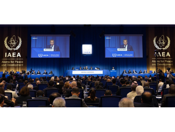 Director General of the International Atomic Energy Agency (IAEA) Rafael Grossi speaks during the Board of Governor’s Meeting of the International Atomic Energy Agency (IAEA) at the agency's headquarters in Vienna, Austria on September 14, 2026. (Photo by Joe Klamar / AFP)

