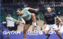 Mostafa Asal (left) in action against Marwan ElShorbagy. 