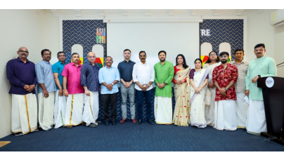 ICC President Manikantan A P (center) with the new managing committee members during oath taking ceremony 
