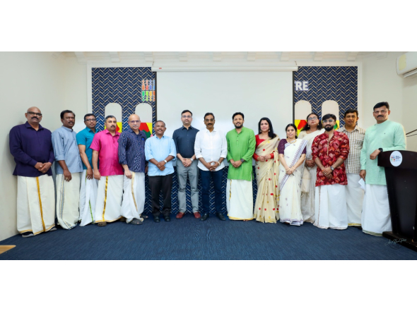 ICC President Manikantan A P (center) with the new managing committee members during oath taking ceremony 
