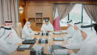 Chairman of the Board at the Qatar Press Center Abdulrahman Majed Al Qahtani and board members Jaber Salem Al Harami, Prof. Khalid Mubarak Al-Shafi, Falih Hussein Al-Hajri, Faisal Al-Mudahka, Faisal Mohammed Abdullah and Director General of the Center and Board Secretary Sadiq Mohammed Al Amari during the meeting.