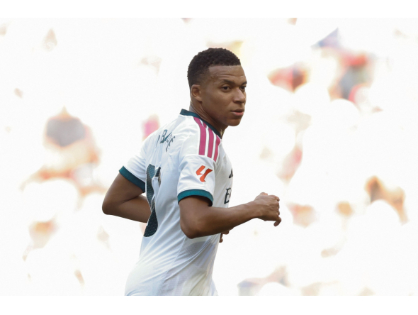 Real Madrid's French forward #10 Kylian Mbappe runs during the Spanish league football match between Club Atletico de Madrid and Real Madrid CF at the Metropolitano stadium in Madrid on September 20, 2026. (Photo by Oscar DEL POZO / AFP)
