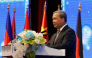 Cambodia's Prime Minister Hun Manet speaks at the opening of the International Conference on Combating Online Scams in Phnom Penh on September 23, 2026. Photo by AFP