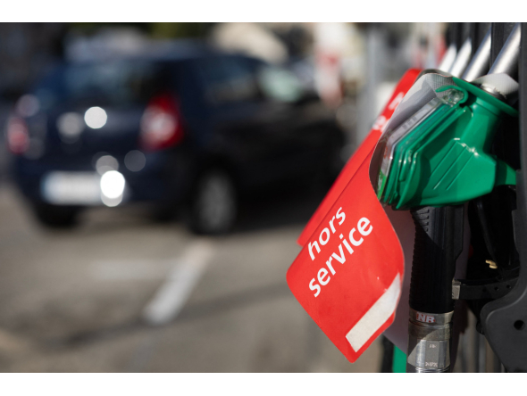 This photograph shows an out of order gas pump at a TotalEnergies gas station in Quimper, western France, on September 23, 2026. (Photo by Fred TANNEAU / AFP)