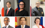Clockwise from top left: Ambassadors H E Naoto Hisajima of Japan, H E Maria Camilleri Calleja of Malta, H E Muhammad Aamer of Pakistan, H E Marta Hušková (Czech Republic), H E Nguyen Huy Hiep of Vietnam, and H E Igor Marara Kayinamura of Rwanda 
