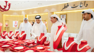 Prime Minister and Minister of Foreign Affairs H E Sheikh Mohammed bin Abdulrahman bin Jassim Al Thani views jewellery on display at the opening ceremony of DJWE 2026 yesterday.