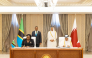 Prime Minister and Minister of Foreign Affairs H E Sheikh Mohammed bin Abdulrahman bin Jassim Al-Thani and Prime Minister of Tanzania H E Dr. Mwigulu Nchemba witness the signing of MoU.
