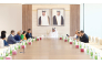 QC First Vice Chairman, Mohamed bin Ahmed bin Twar Al-Kuwari and Chairman of the Commission. Harsha Amarasekera with other officials during the meeting.