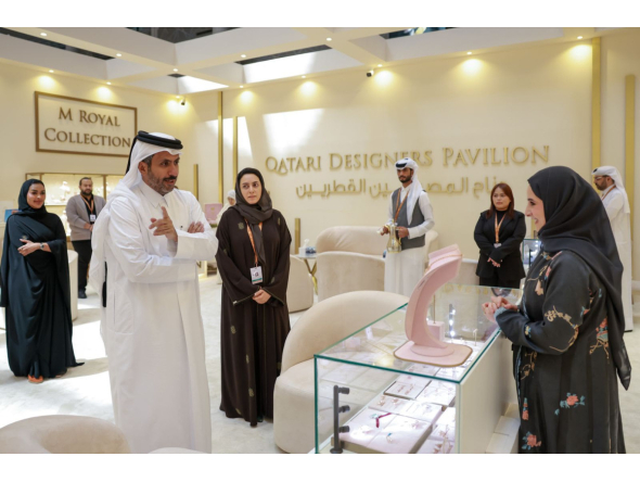 Minister of Commerce and Industry H E Sheikh Faisal bin Thani bin Faisal Al-Thani at DJWE yesterday.