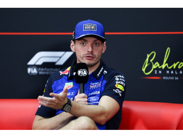 Red Bull Racing's Dutch driver Max Verstappen speaks during a press conference ahead of the Formula One Bahrain Grand Prix at Sepang International Circuit in Sepang on October 1, 2026. (Photo by I-HWA CHENG / AFP)
