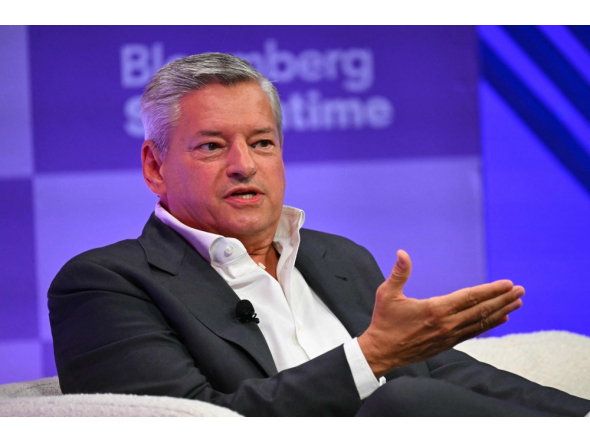 Co-CEO of Netflix Ted Sarandos speaks during the Bloomberg Screentime 2026 conference in Los Angeles, on September 30, 2026. (Photo by Patrick T. Fallon / AFP)