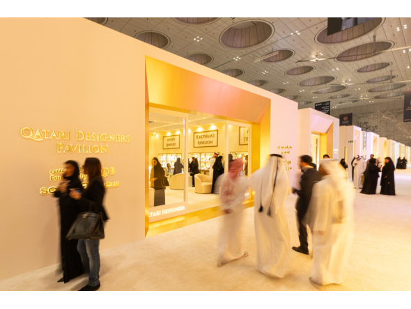 Visitors at the Qatari Designers Pavilion at DJWE 2026.