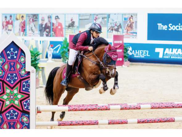 Khalifa bin Joaan bin Hamad Al Thani in action on the opening day of Hathab.