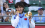 Gold medalist Wang Xiyu of China poses during the awarding ceremony for the women's singles of tennis at the 20th Asian Games Aichi-Nagoya 2026 in Nagoya, Japan, Oct. 2, 2026. (Xinhua/Li Bo)