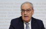 Switzerland's President Guy Parmelin gives a press conference following a vote in the country on a divisive anti-immigration proposal to cap the country's population and another referendum on restricting access to conscientious objection to military service in Bern, on June 14, 2026. Photo by STEFAN WERMUTH / AFP