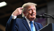 U.S. President Donald Trump speaks on stage at the Butler-Vandalia Student Activity Center during a campaign rally on October 03, 2026 in Vandalia, Ohio. Photo by ROBERTO SCHMIDT / GETTY IMAGES NORTH AMERICA / Getty Images via AFP