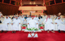 Minister of Awqaf and Islamic Affairs H E Ghanem bin Shaheen bin Ghanem Al Ghanim with other officials during an honouring ceremony.