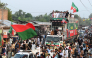Supporters of jailed former prime minister Imran Khan's Pakistan Tehreek-e-Insaf (PTI) take part in a march in Khyber district of Pakistan's Khyber Pakhtunkhwa province on October 7, 2026. (Photo by Abdul Majeed / AFP)
