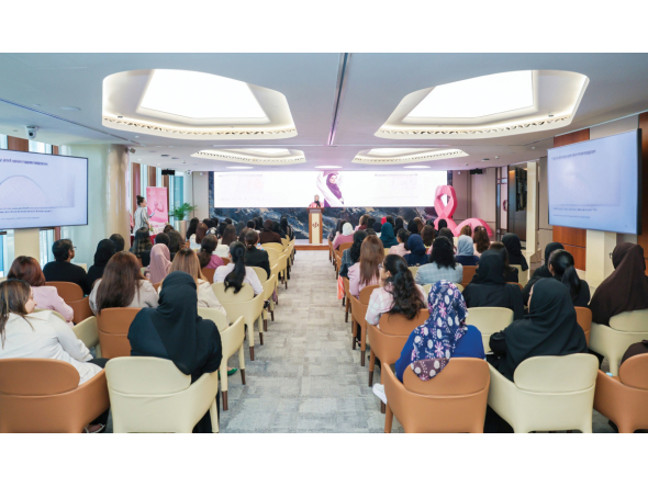 Attendees taking part in the Breast Cancer Awareness Month hosted by Commercial Bank.
