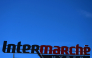 (Files) This photograph taken in Agde on October 9, 2026 shows the logo of French supermarket Intermarche on the facade of a store. (Photo by Gabriel Bouys / AFP)
