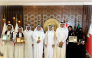 Officials with the winners of the literary competition.