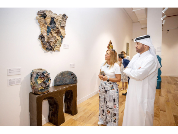 General Manager of Katara Prof Dr. Khalid bin Ibrahim Al-Sulaiti along with visitors during the opening of the exhibition.