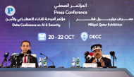 Chairman of the Milipol Qatar Committee Major General Nasser bin Fahad Al Thani (right) and Director of the Milipol Network, Karen Galstyan during a press conference yesterday. Pic: Salim Matramkot/The Peninsula 
