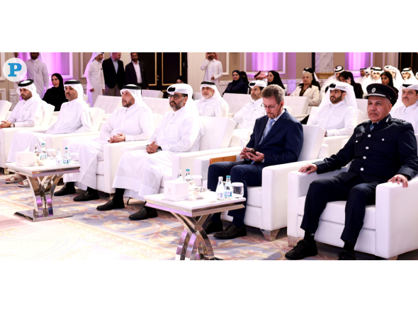 Minister of Public Health H E Mansour bin Ibrahim Al-Mahmoud; Secretary-General of the National Planning Council (NPC) and Chairman of the Permanent Population Committee, H E Dr. Abdulaziz bin Nasser bin Mubarak Al Khalifa; and the Representative of the United Nations Population Fund (UNFPA) to the Gulf Cooperation Council (GCC) countries, Jocelyn Fenard with other officials at the Qatar Population Day event, yesterday. Pic by Rajan Vadakkemuriyil/The Peninsula.