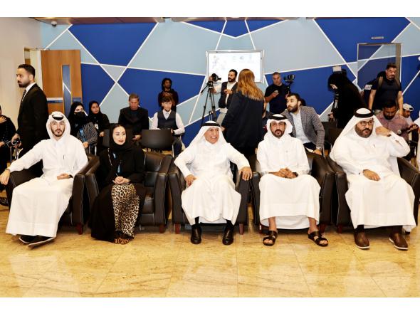 UDST President Dr. Salem Al-Naemi with other officials during the press conference yesterday. Pic: Salim Matramkot/The Peninsula 