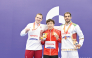 Qatar's Shamil Shahov (left) with gold winner Genki Saito of Japan and bronze medallist Abadi Karimi Jahan of Iran during the men’s 100m breaststroke (SB12) podium ceremony.