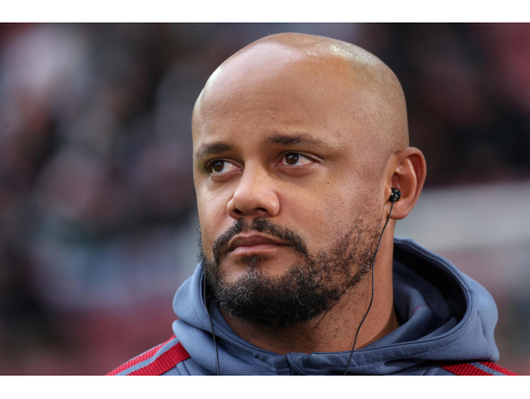 (FILES) Bayern Munich's Belgian head coach Vincent Kompany is interviewed prior to the German first division Bundesliga football match between FC Augsburg and FC Bayern Munich in Augsburg, southern Germany on October 10, 2026. (Photo by Karl-Josef HILDENBRAND / AFP)