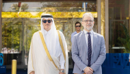Minister of State for Foreign Trade H E Dr. Ahmad bin Mohammed Al-Sayed and UNCTAD Acting Secretary-General Pedro Manuel Moreno during the raising of Qatar and UN flags, yesterday.