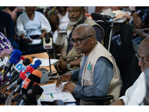Dr Jide Idris general director of the Nigeria Centre for Disease Control and Prevention (NCDC), addresses a press briefing in Abuja, on October 25, 2026. (Photo by Taibat Ajiboye / AFP)