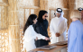 Chairperson of Qatar Museums H E Sheikha Al Mayassa bint Hamad bin Khalifa Al Thani during a tour of the exhibition.