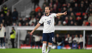 Bayern Munich's English forward #09 Harry Kane gestures during the German first division Bundesliga football match between SC Freiburg and FC Bayern Munich in Freiburg, south-western Germany, on October 25, 2026. (Photo by THOMAS KIENZLE / AFP)