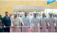 Minister of Commerce and Industry H E Sheikh Faisal bin Thani bin Faisal Al Thani with other officials during the opening of Build Your House exhibition, yesterday.