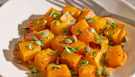 Honey-Roasted Squash With Spicy Peanut Sauce. (Tom McCorkle/For The Washington Post; food styling by Gina Nistico)
