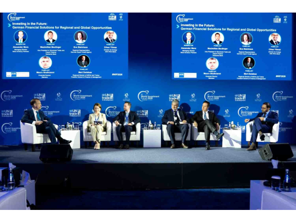 Industry leaders during the panel session at World Investment Forum 2026.