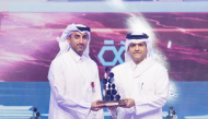 Deputy Prime Minister and Minister of State for Defence Affairs H E Sheikh Saoud bin Abdulrahman bin Hassan bin Ali Al Thani presenting the award to Chief Executive Officer of Katara Hospitality Fahad Abdulla Al Mana during the award ceremony.