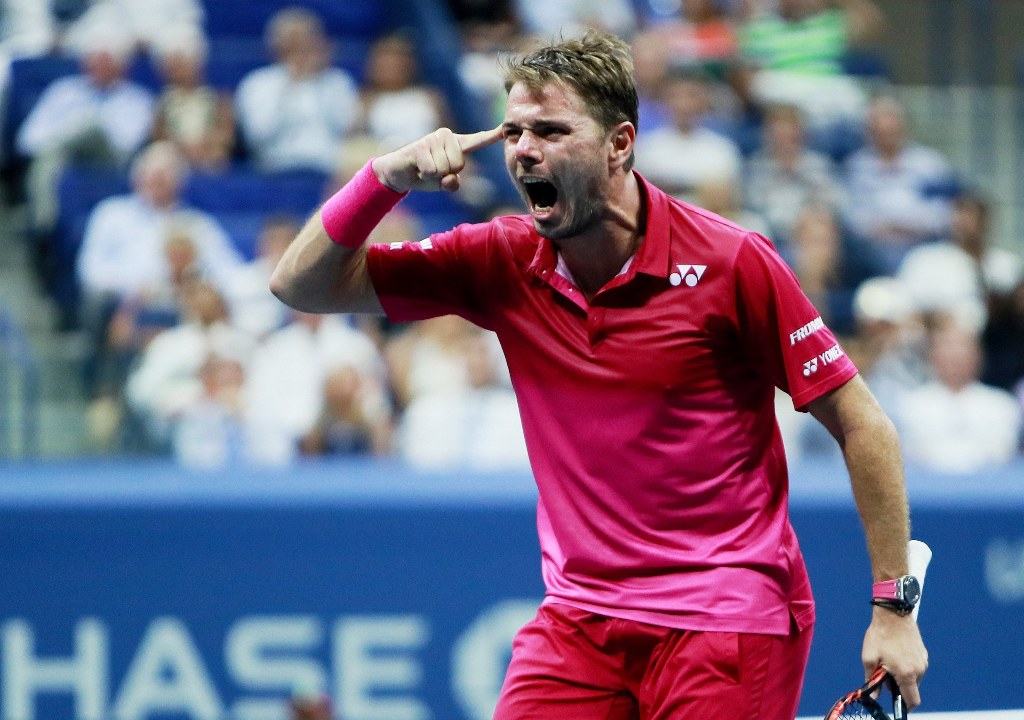 Stan Wawrinka of Switzerland reacts against Kei Nishikori of Japan during their Men's Singles Semifinal Match on Day Twelve of the 2016 US Open at the USTA Billie Jean King National Tennis Center on September 9, 2016 in the Flushing neighborhood of the Qu