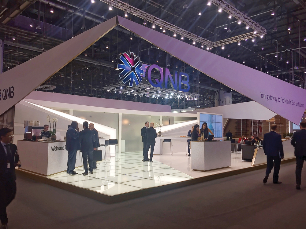 QNB stall at the annual Sibos conference in Geneva.